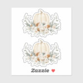 BOHEME Boho Fall Terracotta Floral White Pumpkin Aufkleber (Blatt)