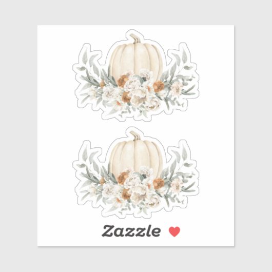 BOHEME Boho Fall Terracotta Floral White Pumpkin Aufkleber (Blatt)