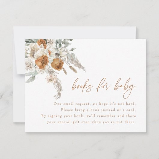 BOHEME Boho Terracotta Blumenbücher für Babykarten Einladung (Vorderseite)