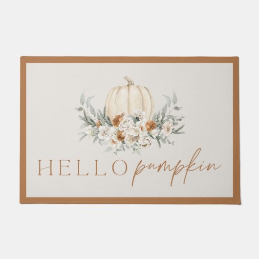 BOHEME Boho Terracotta Hello Pumpkin Herbst Herbst Fußmatte (Vorderseite)