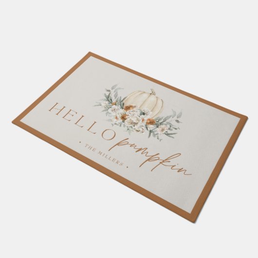 BOHEME Boho Terracotta Hello Pumpkin Herbst Herbst Fußmatte (Schrägansicht)