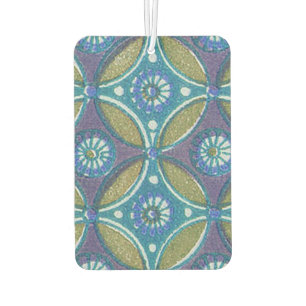 Boheme-Ente und violettes Mosaik-Blumenmuster Autolufterfrischer