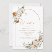 BOHEME Terracotta Floral Boho Arch Baby Dusche Einladung (Vorderseite)