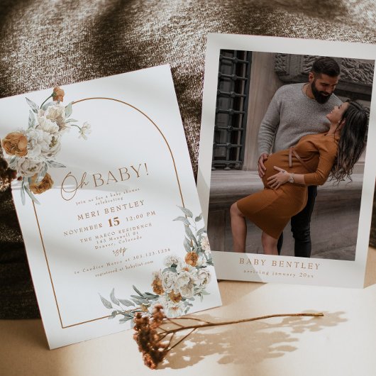 BOHEME Terracotta Floral Boho Arch Baby Dusche Einladung