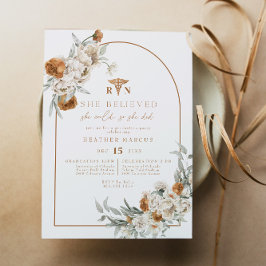 BOHEME Terracotta Floral Boho RN Nurse Abschluss Einladung