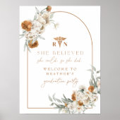 BOHEME Terracotta Floral Boho RN Nurse Abschluss Poster (Vorne)