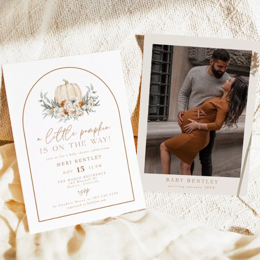 BOHEME Terracotta Floral Pumpkin Baby Dusche Einladung