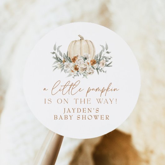 BOHEME Terracotta Floral Pumpkin Baby Shower Runder Aufkleber