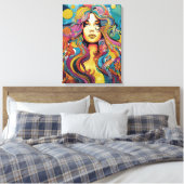 Bohemian 60s 70s Hippy Woman Leinwanddruck (Insitu (Schlafzimmer))