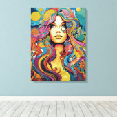 Bohemian 60s 70s Hippy Woman Leinwanddruck (Insitu (Holzboden))