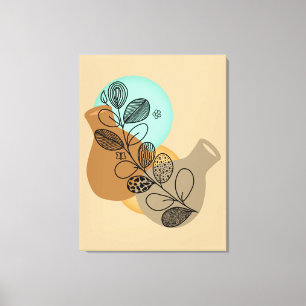 BOHEMIAN ABSTRACT MINIMALIST MIT SCHWARZEM BLATT LEINWANDDRUCK