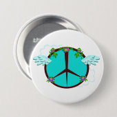 Bohemian Angel Wings Peace Symbol Button (Vorne & Hinten)