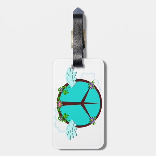 Bohemian Angel Wings Peace Symbol Gepäckanhänger (Rückseite vertikal)