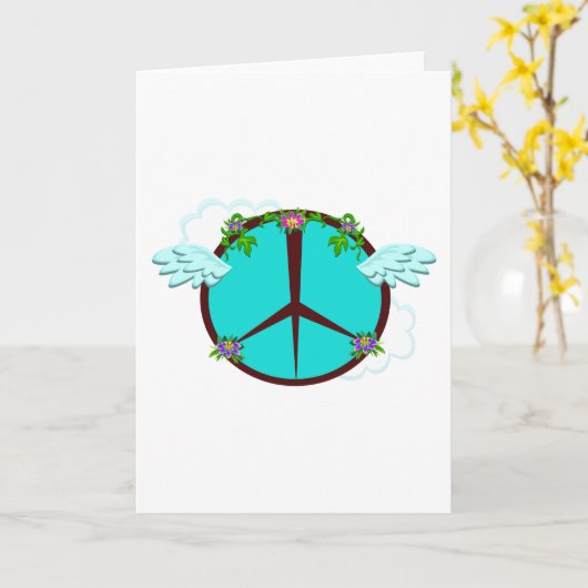 Bohemian Angel Wings Peace Symbol Karte (Gelbe Blume)