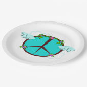 Bohemian Angel Wings Peace Symbol Pappteller (Schrägansicht)