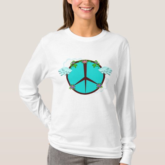 Bohemian Angel Wings Peace Symbol T-Shirt (Vorderseite)