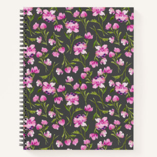 Bohemian-Aquarell-Blumen - Rosa und Grau Notizblock