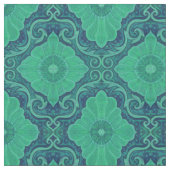 Bohemian arabesque Muster "Grüne Blume" Stoff (Nahaufnahme)