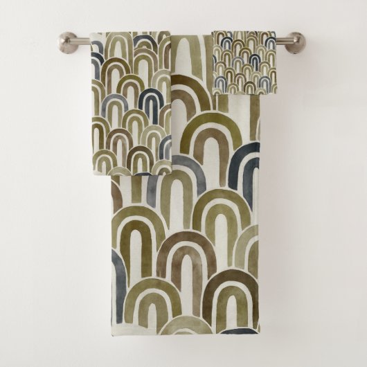 Bohemian arch fish scale painted pattern badhandtuch set (Insitu)