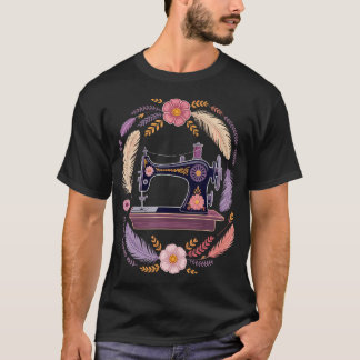 Bohemian Art Nähmaschine Katze Stricken Näherin T-Shirt