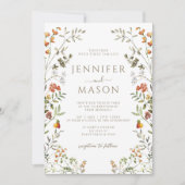 Bohemian Autumn Meadow Flower Wreath Fall Wedding Einladung (Vorderseite)