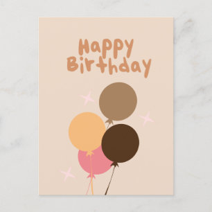 Bohemian Ballons Happy Birthday Handlettering  Postkarte