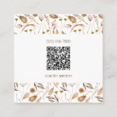 Bohemian Blätter mit QR-Code Quadratische Visitenkarte (Rückseite)