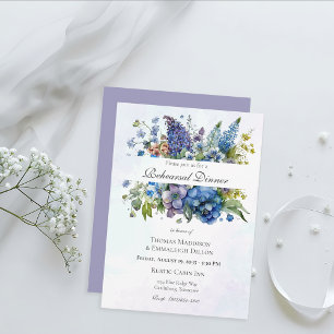 Bohemian Blau-Violett Aquarell Probedinner Einladung