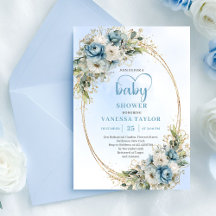 Bohemian Blaue Blumige Eukalyptus-Gold-Baby-Party 