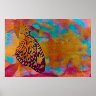 Bohemian Blaue Orange Hippie Schmetterling Poster
