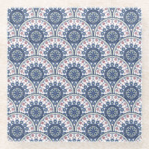Bohemian Blue Fächer-Mandala-Kachel