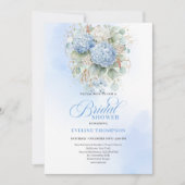 Bohemian Blue Floral Bridal Shower Invitation Einladung (Vorderseite)