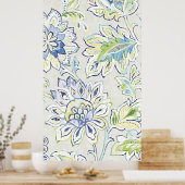 Bohemian Blue Flower Poster (Küche)