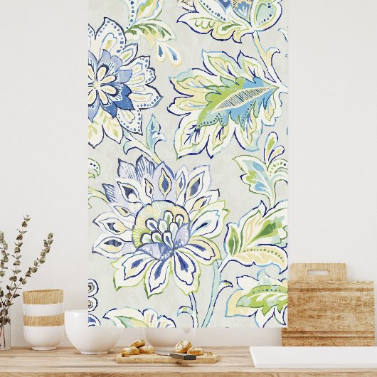 Bohemian Blue Flower Poster (Küche)