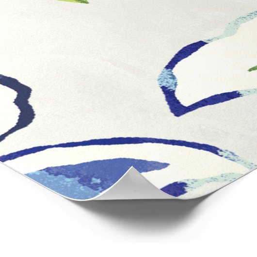 Bohemian Blue Flower Poster (Ecke)