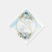 Bohemian Blue Watercolor Flowers Quinceañera Serviette (Ecke)