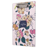 Bohemian Blumen Navy Namensmonogramm Klemmbrett (Links)