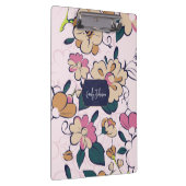 Bohemian Blumen Navy Namensmonogramm Klemmbrett (Rechts)