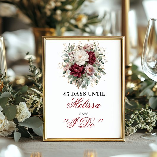 Bohemian Blush Burgundy Dais Until I Do Poster