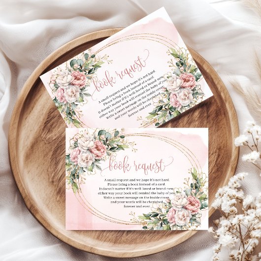Bohemian Blush Floral Eucalyptus Book Request Card Begleitkarte