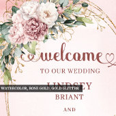 Bohemian Blush Floral Eucalyptus Gold Welcome Poster