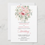 Bohemian Blush Peonies Gold Border Wedding Invite Einladung (Vorderseite)
