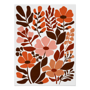 Bohemian Blüten Mitte des Jahrhunderts Florale Erd Poster