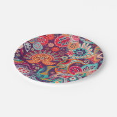 Bohemian Boho MOD Hippie Chic Blumenmuster Pappteller (Schrägansicht)