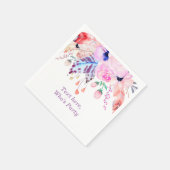 bohemian, boho, rosa, blühend, feder, trendy, Mod Serviette (Ecke)