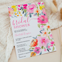Bohemian bold floral watercolor bridal shower