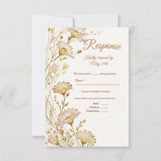 Bohemian, botanical style Response  RSVP Karte (Vorderseite)