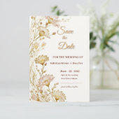 Bohemian, botanical style Save The Date (Stehend Vorderseite)