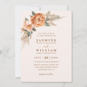 Bohemian Bouquet Rustic Elegant QR Code Wedding Einladung (Vorderseite)