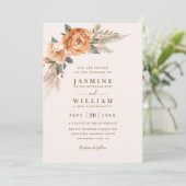 Bohemian Bouquet Rustikale Elegante QR-Code-Hochze Einladung (Stehend Vorderseite)